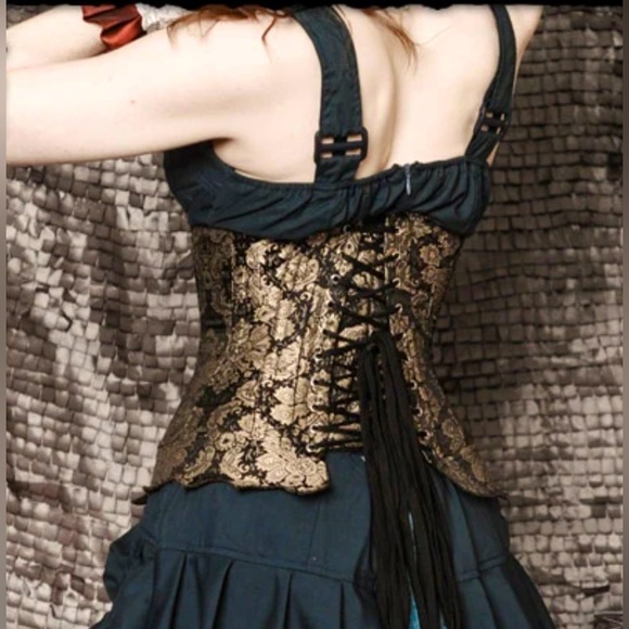 Heavy Red • Alice en Splendeur Dément - Gold & Red Brocade Heart Corset Sz Large - Picture 10 of 17